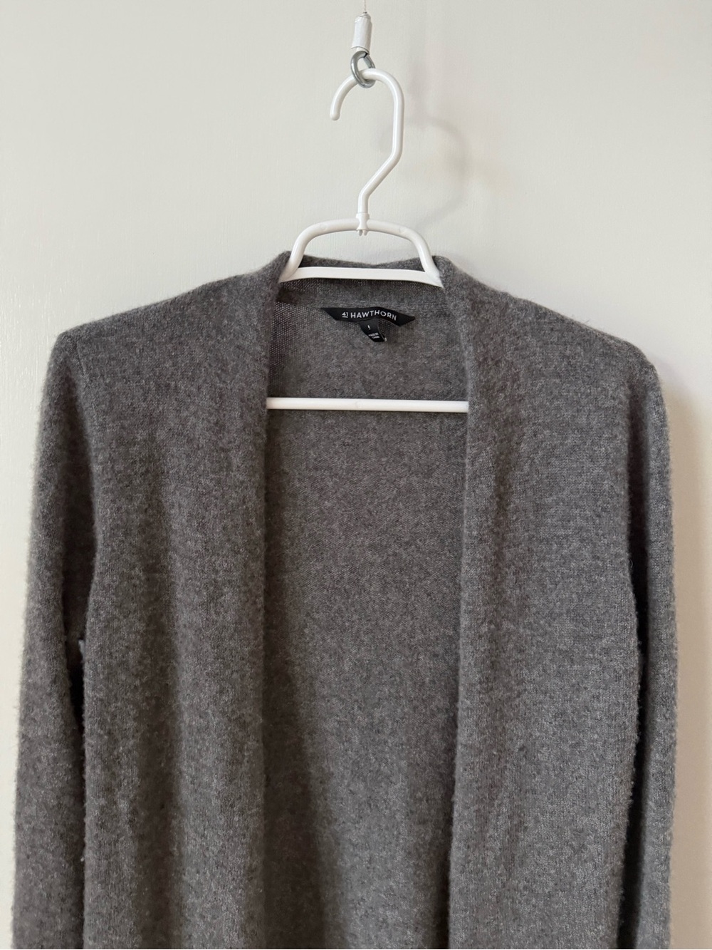 100% Cashmere 41 Hawthorn Gray Open Front Cardigan - Picture 6 of 12